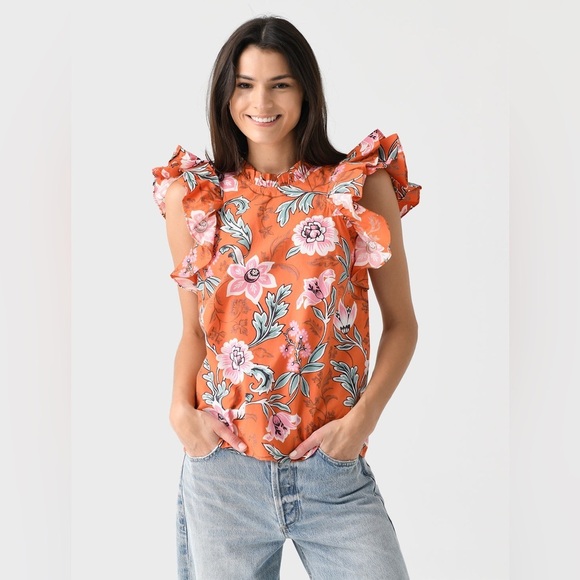 Banjanan Tops - BANJANAN Women’s Kiara Floral Ruffle Organic Cotton Top Blouse